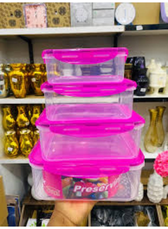 Premium 4-in-1 Airtight Refrigerator Storage Box Set | 4 Pcs Multi-Size Food Containers with Lids | Space-Saving Nesting Design | BPA-Free & Microwave Safe | Perfect for Meal Prep & Food Preservation - Image 4